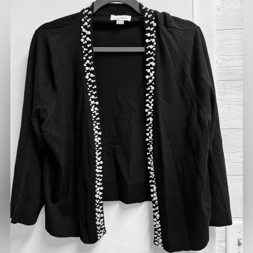 BCalvin Klein Black Sweater with Pearl beaded lining